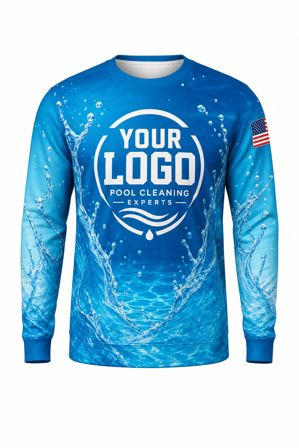 Azure Splash custom pool cleaning crew uniform sweatshirt — front (sweatshirt-front)