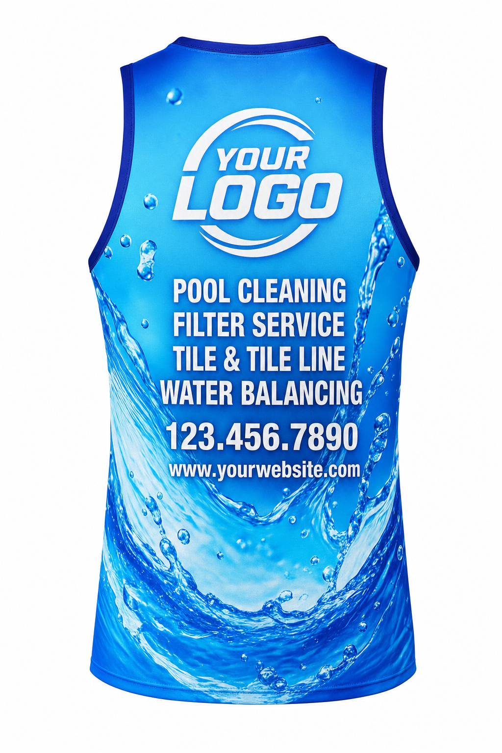 Azure Splash custom pool cleaning & service crew uniform Tank Top — back