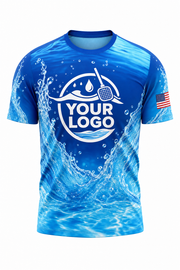 Azure Splash custom pool cleaning crew uniform t-shirt — front (tee-front)
