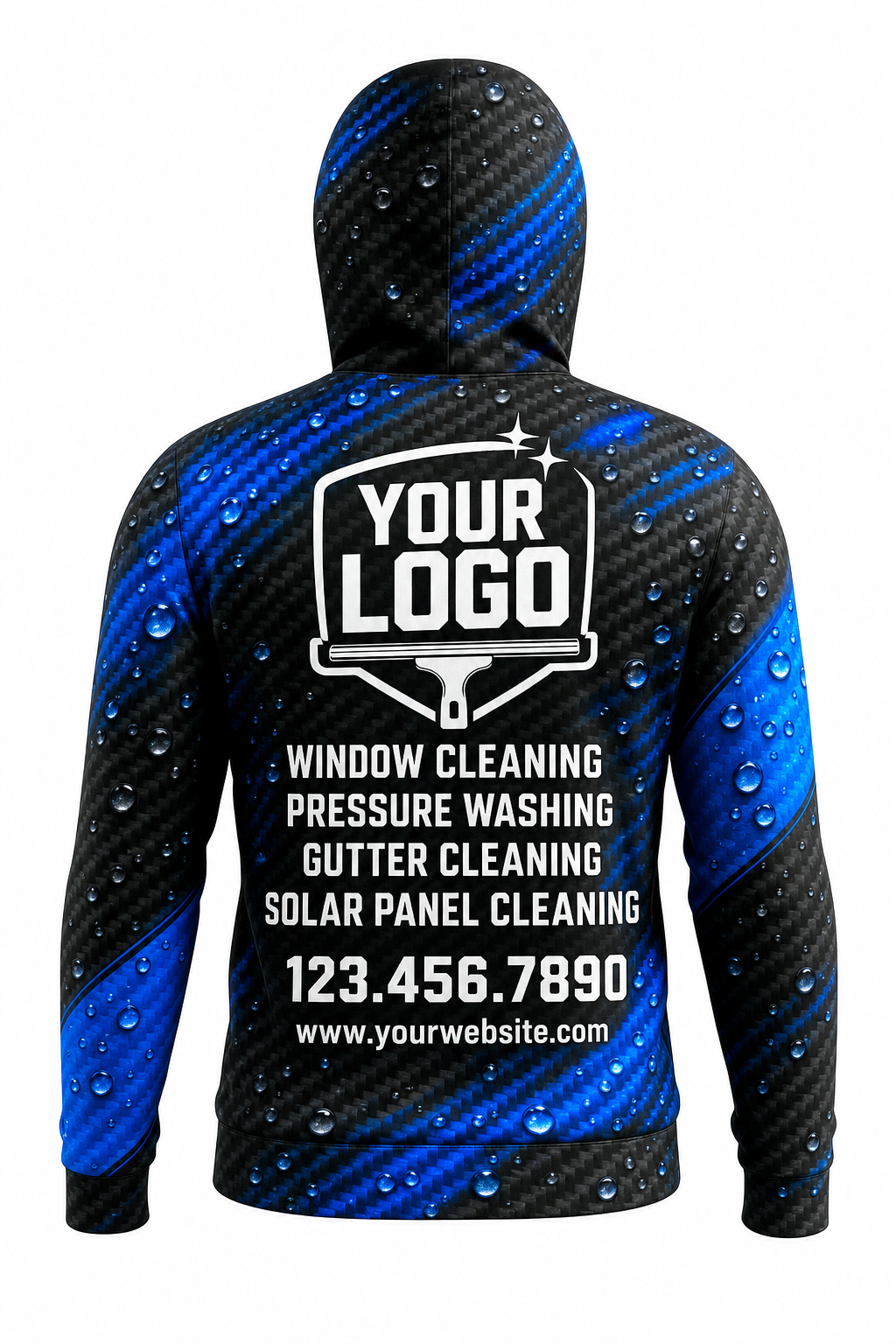 Carbon Hydro custom window cleaning crew uniform hoodie — back (hoodie-back)