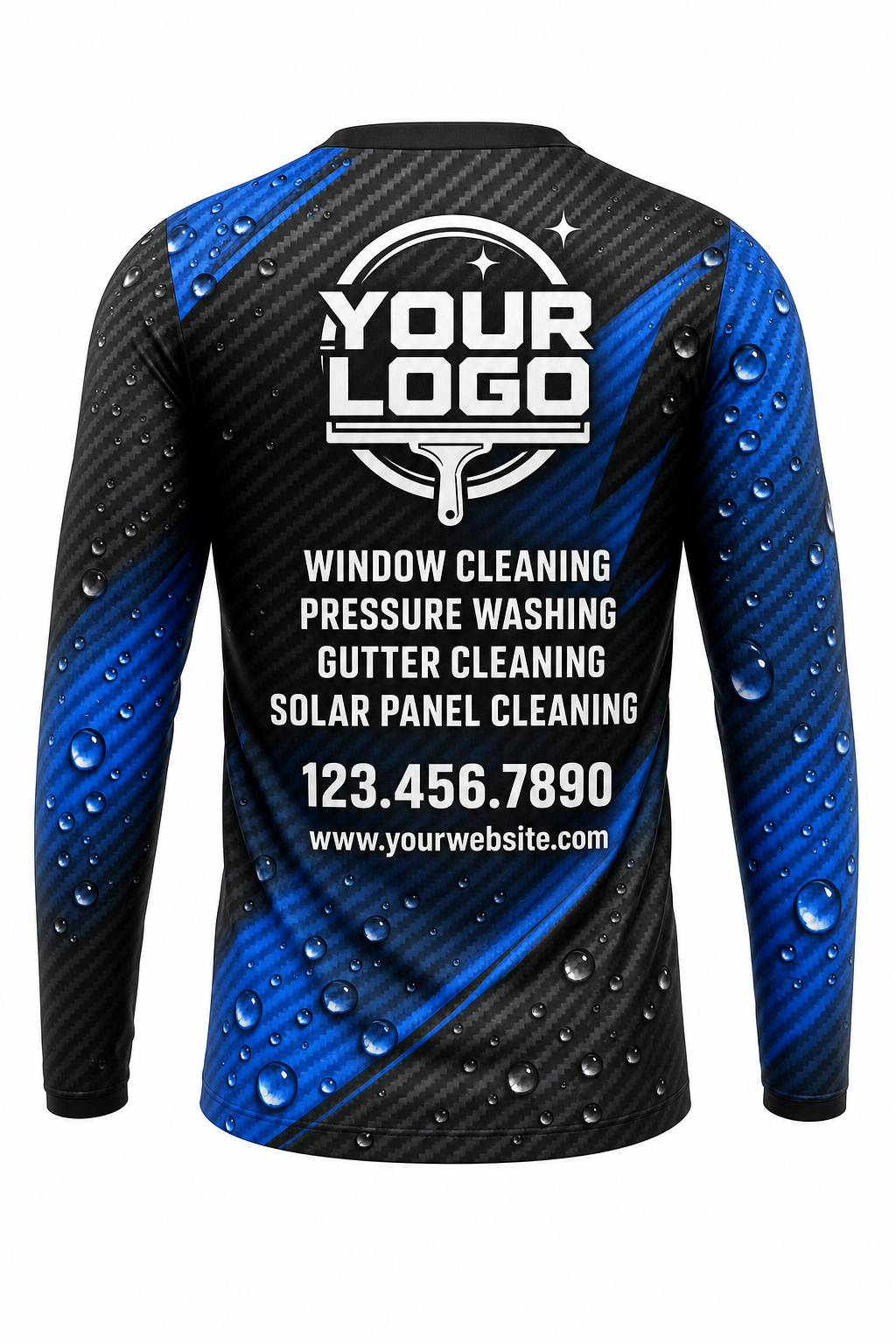 Carbon Hydro custom window cleaning crew uniform long-sleeve shirt — back (longsleeve-back)