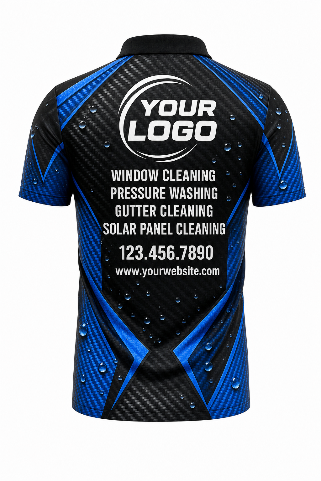 Carbon Hydro custom window cleaning crew uniform polo shirt — back (polo-back)