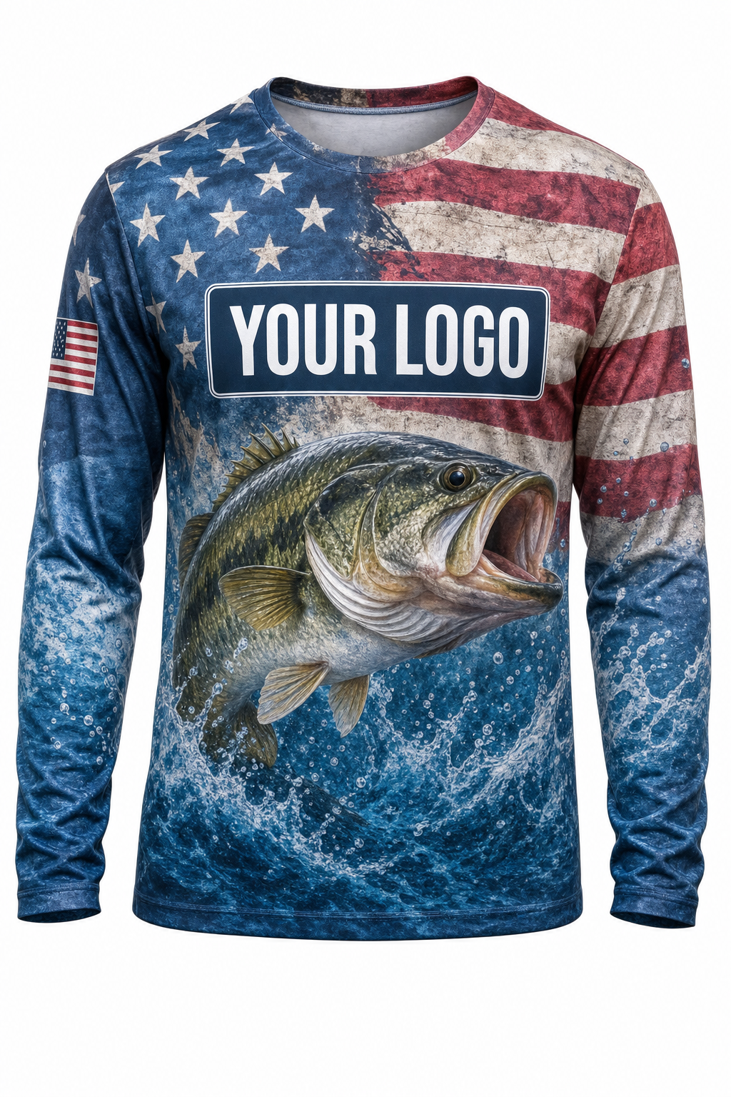 Bass American Flag Custom Fishing Team Uniform - custom crew uniform