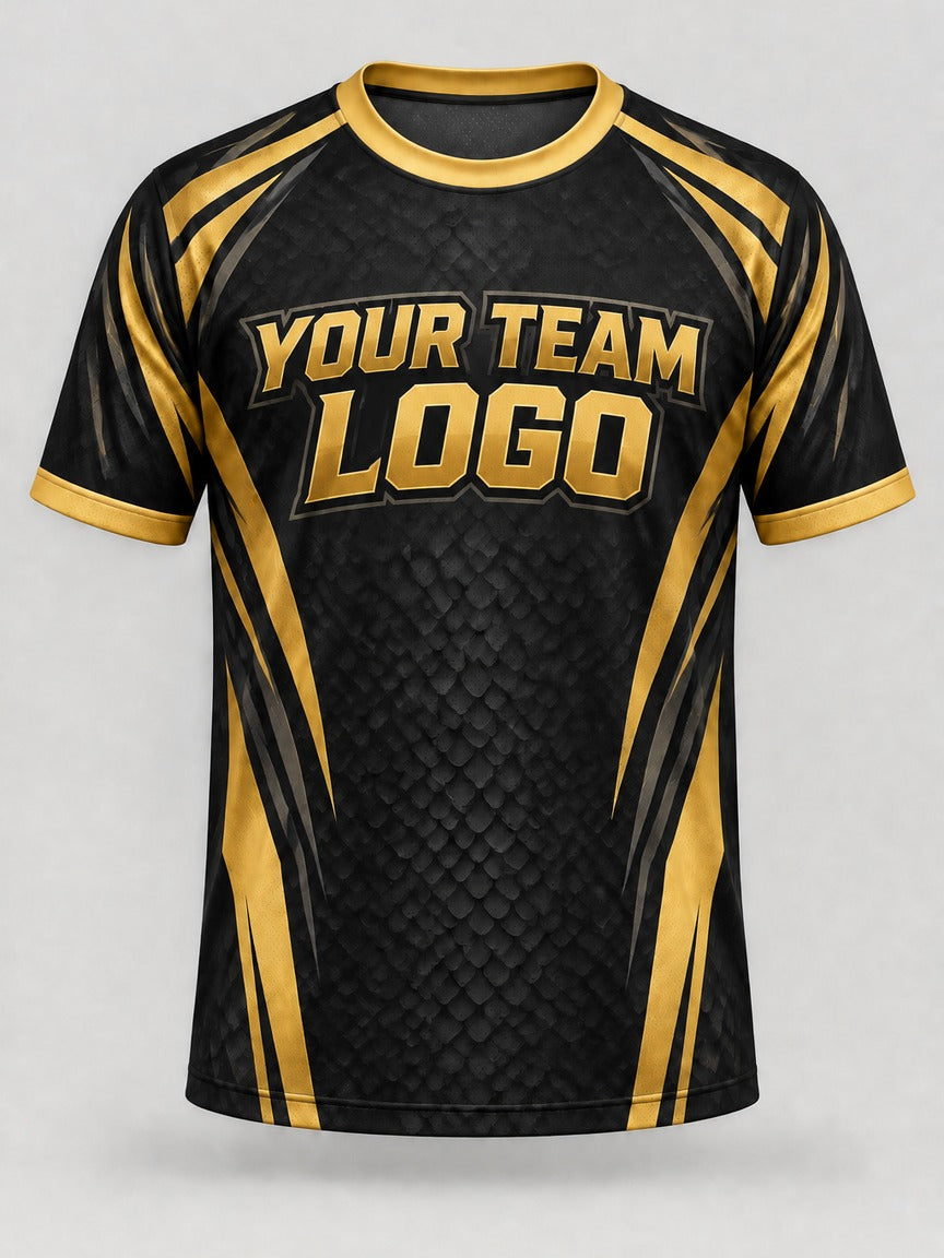 Black and Gold custom cornhole team jersey, front