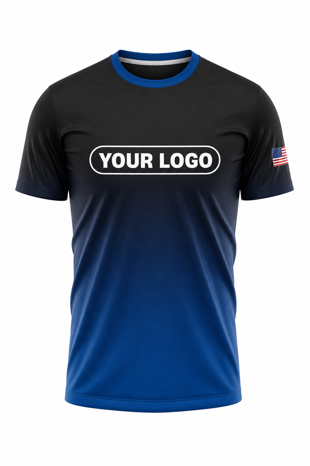 Midnight Royal custom crew uniform in black fading into royal blue