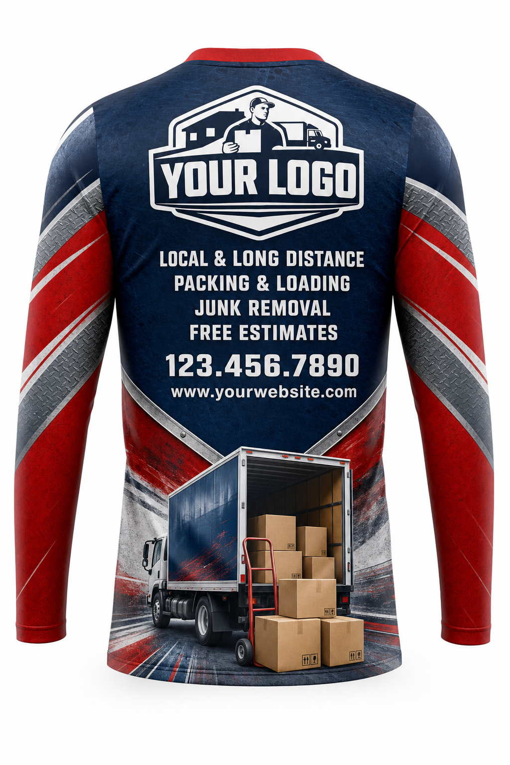 Blue Collar custom moving & junk removal crew uniform Long Sleeve — back