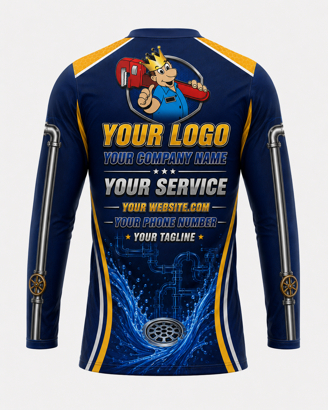 Blueprint Gold custom plumbing crew uniform, back