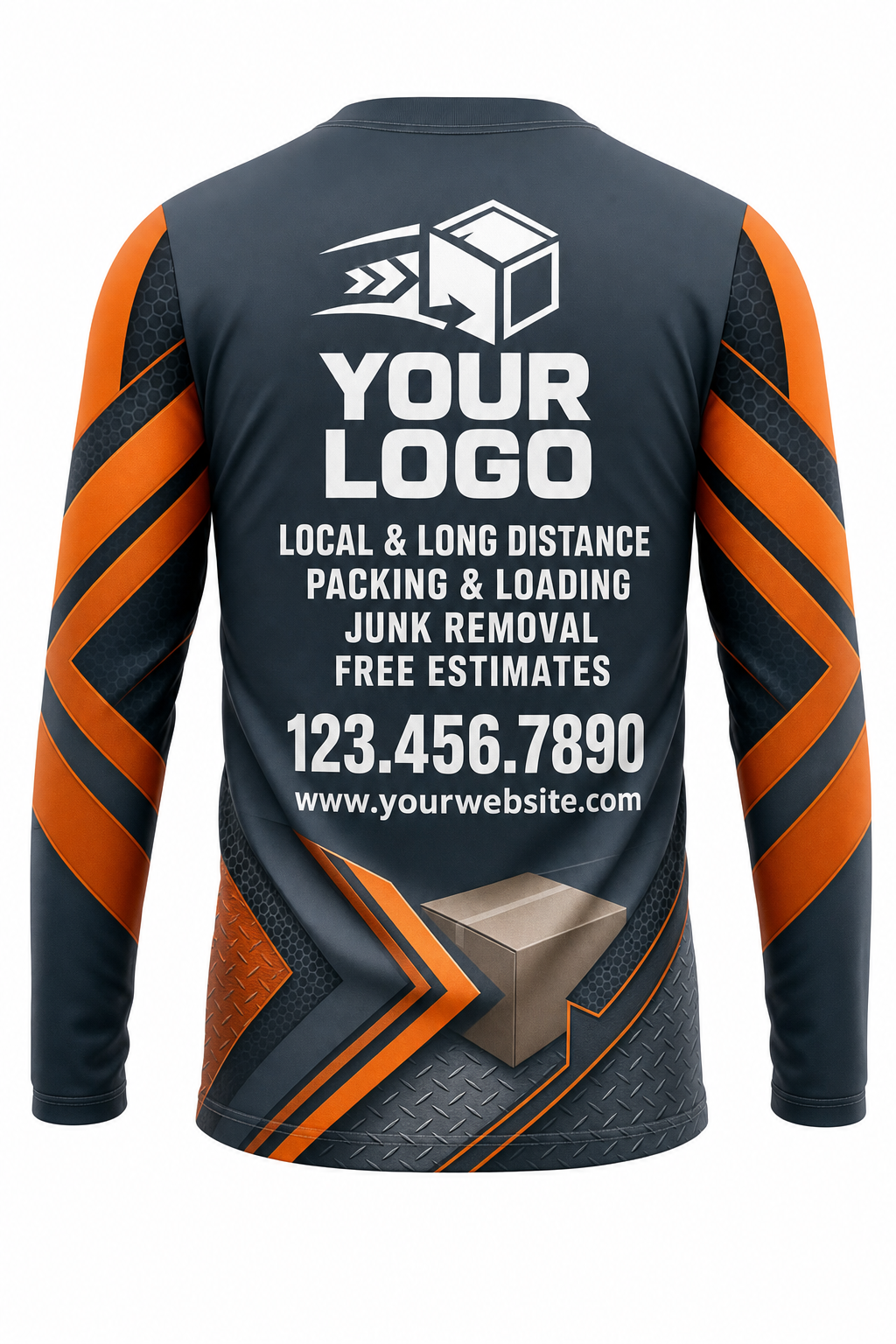 Bold Chevron custom moving & junk removal crew uniform Long Sleeve — back