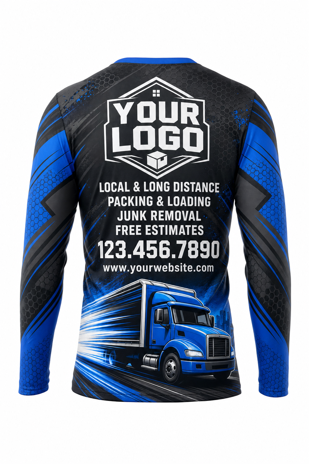 Box Truck Charcoal custom moving & junk removal crew uniform Long Sleeve — back