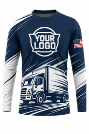 Box Truck Navy custom moving & junk removal crew uniform Long Sleeve — front