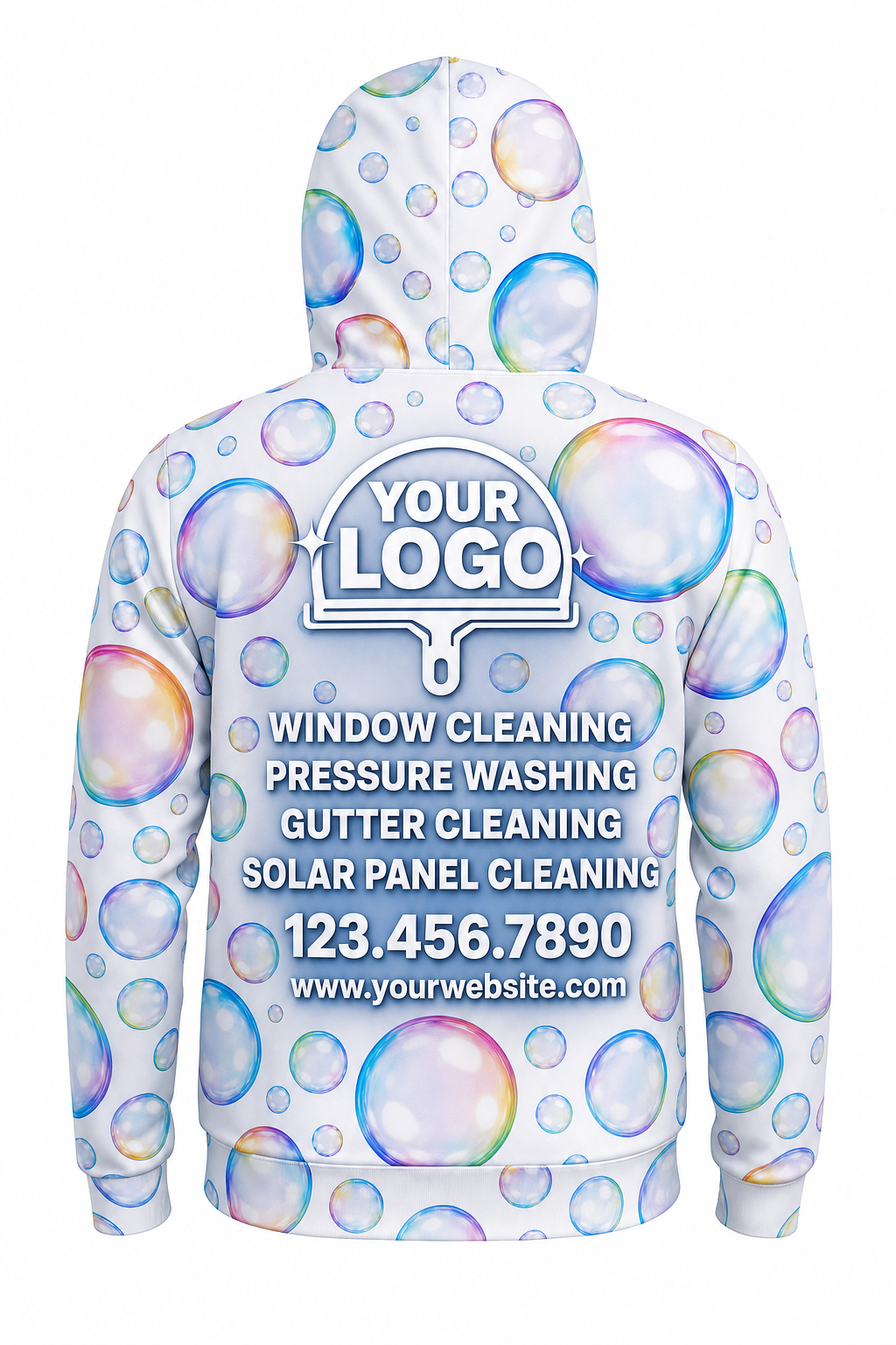 Bubble Pop custom window cleaning crew uniform hoodie — back (hoodie-back)