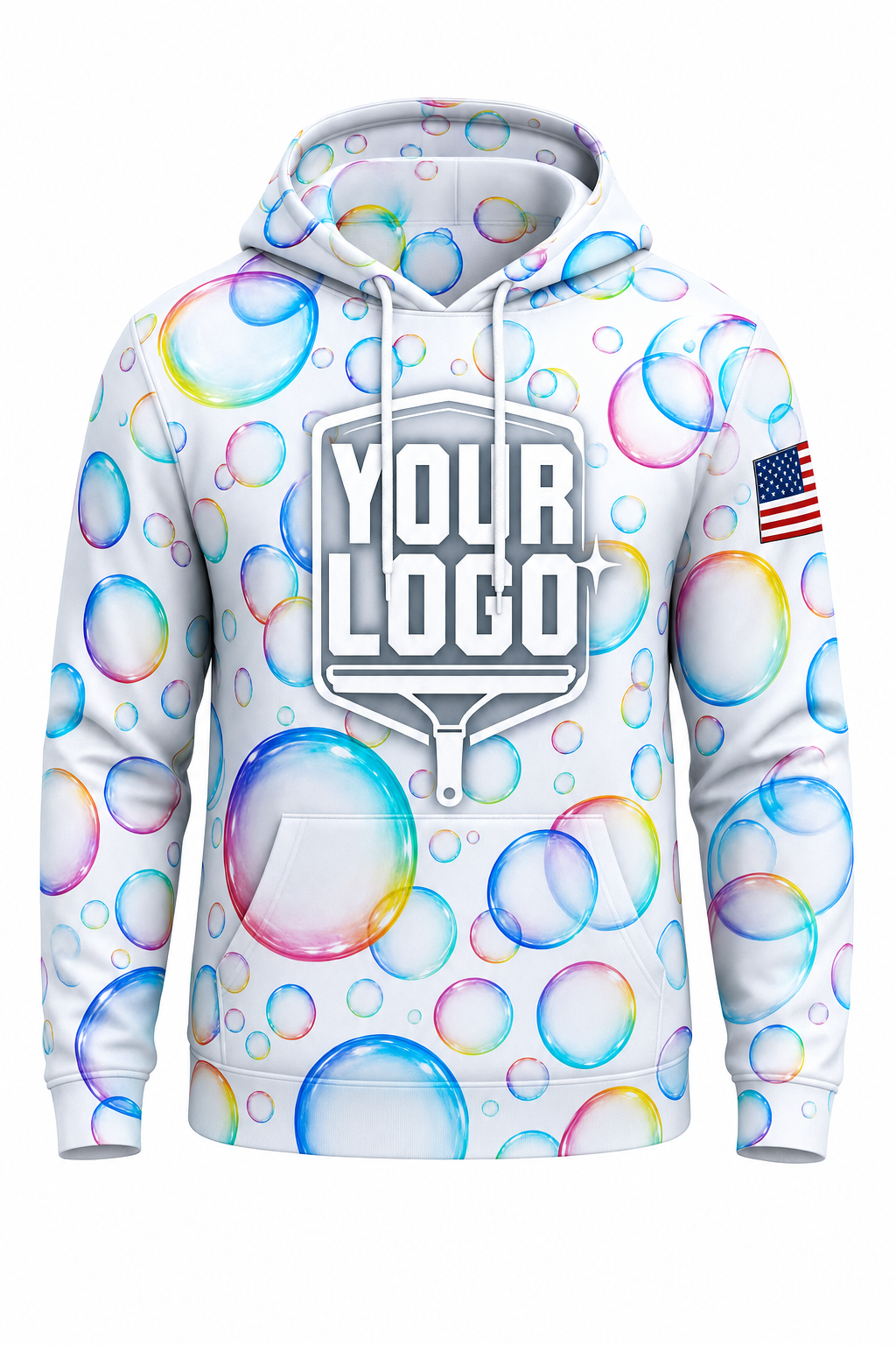 Bubble Pop custom window cleaning crew uniform hoodie — front (hoodie-front)