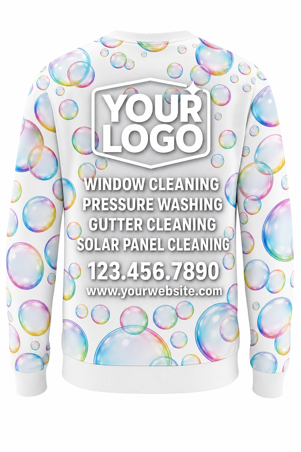 Bubble Pop custom window cleaning crew uniform sweatshirt — back (sweatshirt-back)