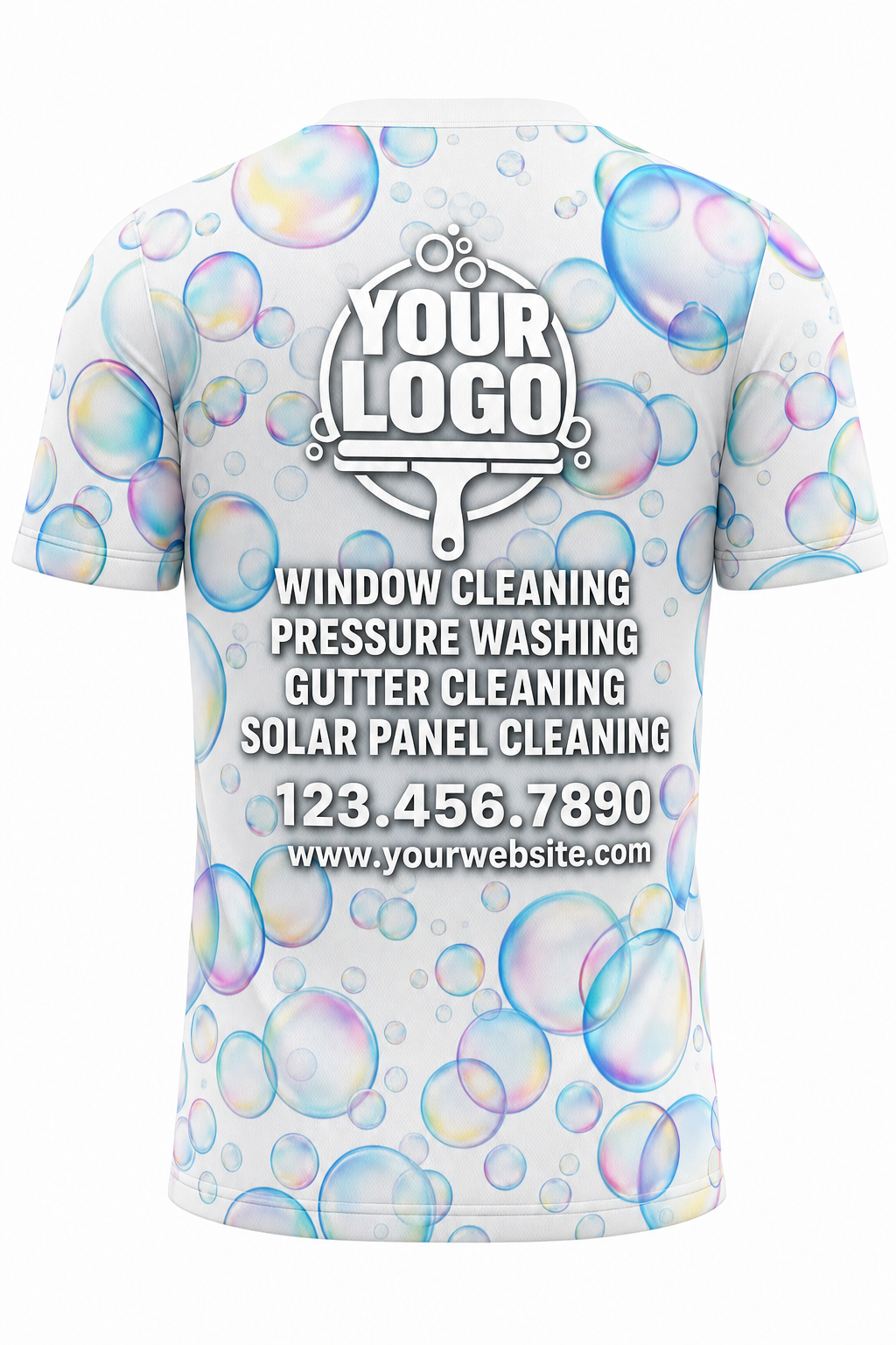 Bubble Pop custom window cleaning crew uniform t-shirt — back (tee-back)