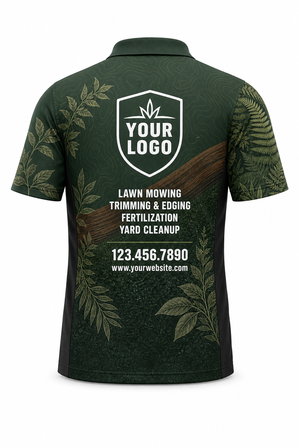 Canopy Contour custom lawn care & landscaping crew uniform Polo — back