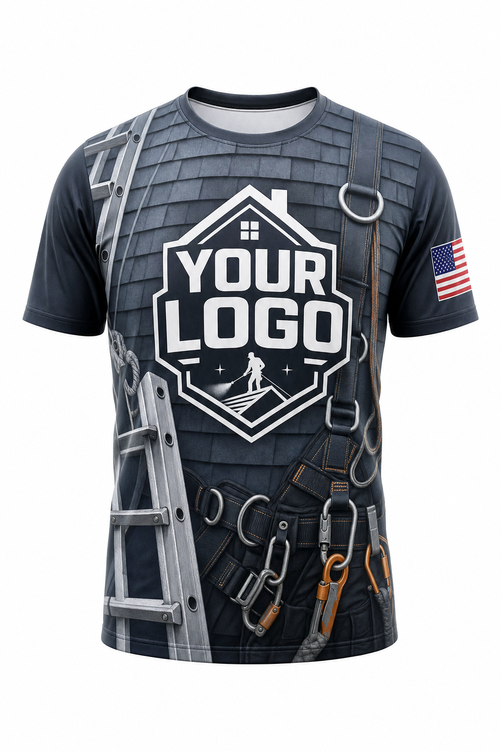 Charcoal Roof Gear custom roof cleaning crew uniform t-shirt — front (tee-front)