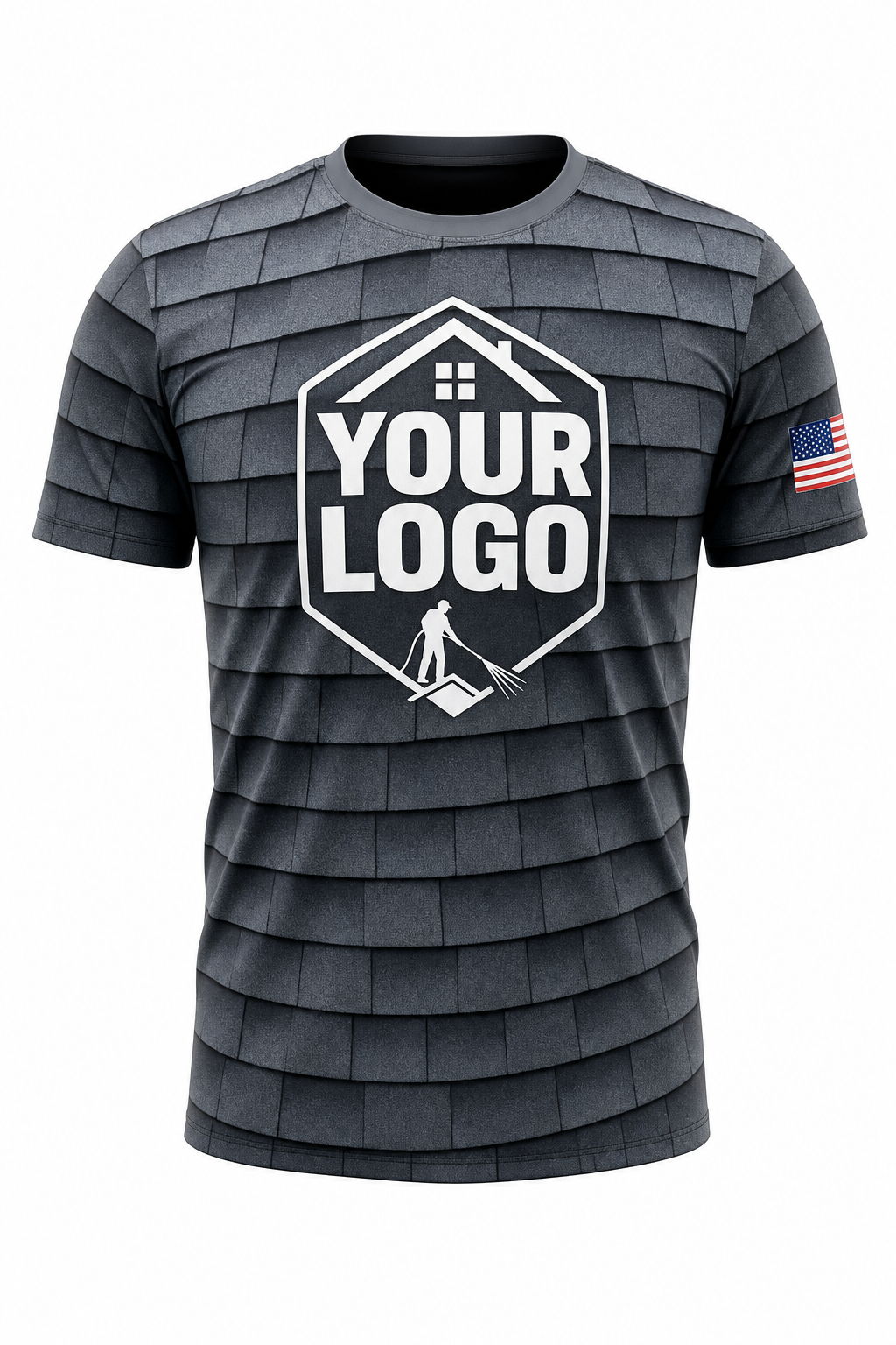 Charcoal Shingle custom roof cleaning crew uniform t-shirt — front (tee-front)