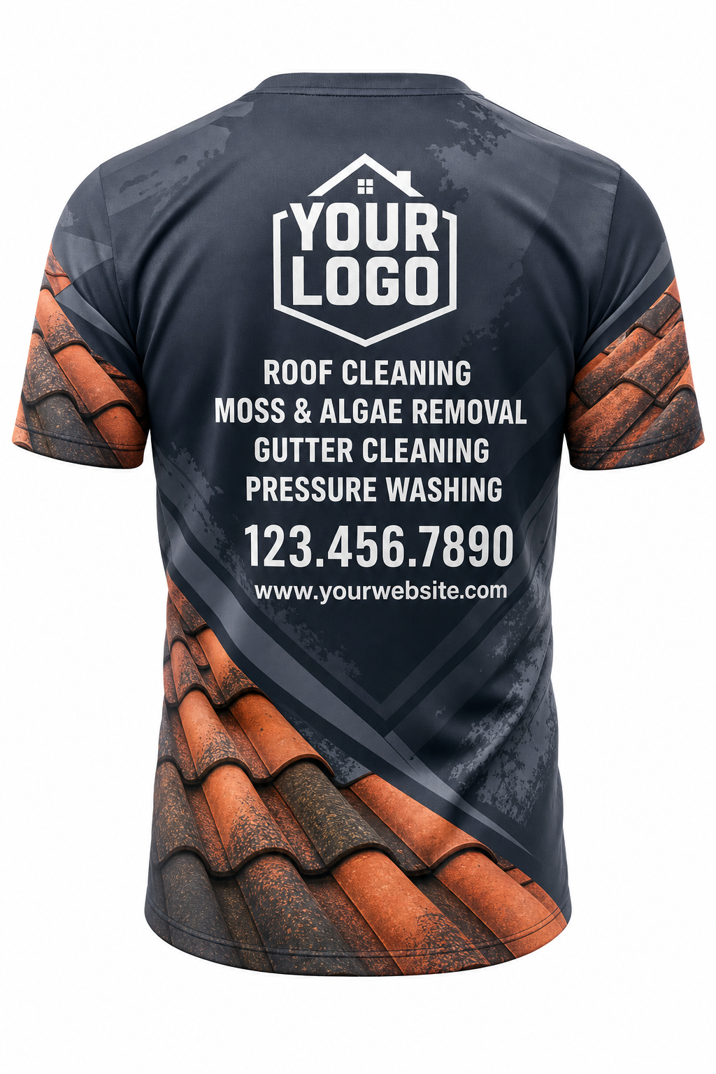 Charcoal Tile custom roof cleaning crew uniform t-shirt — back (tee-back)