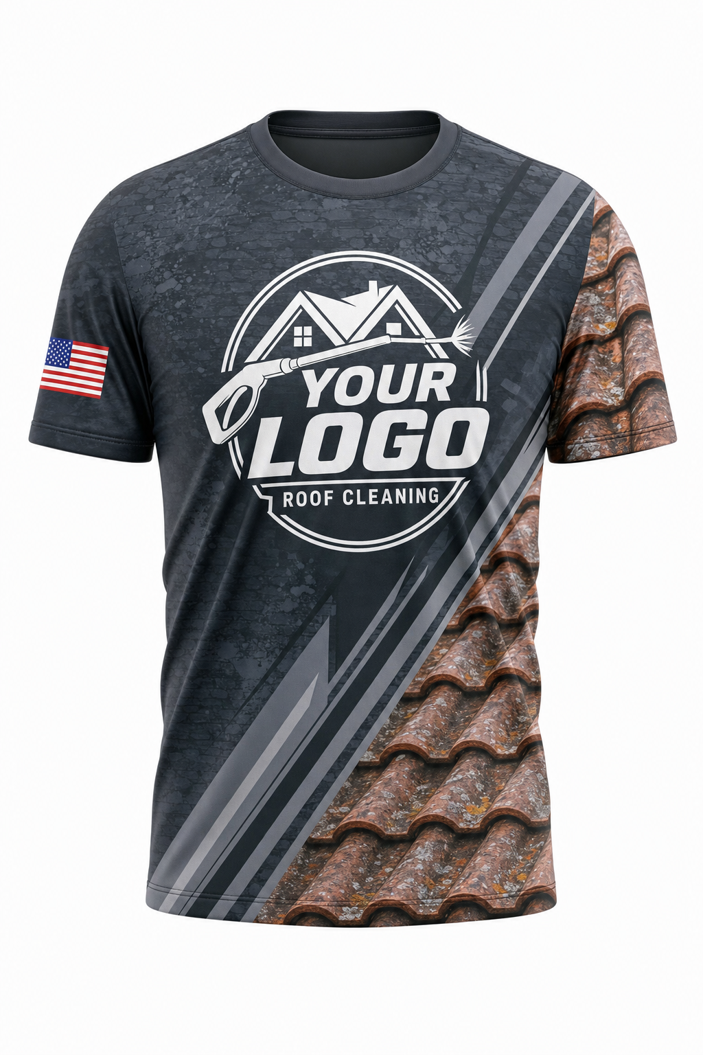 Charcoal Tile custom roof cleaning crew uniform t-shirt — front (tee-front)