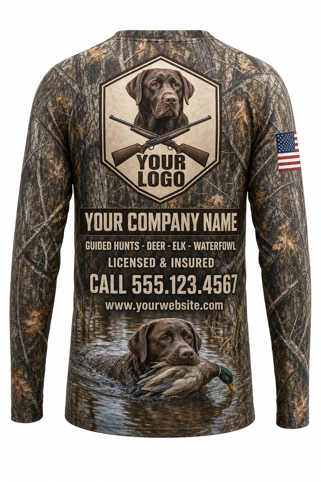 Chocolate Lab Retriever Custom Hunting Team Uniform - custom crew uniform