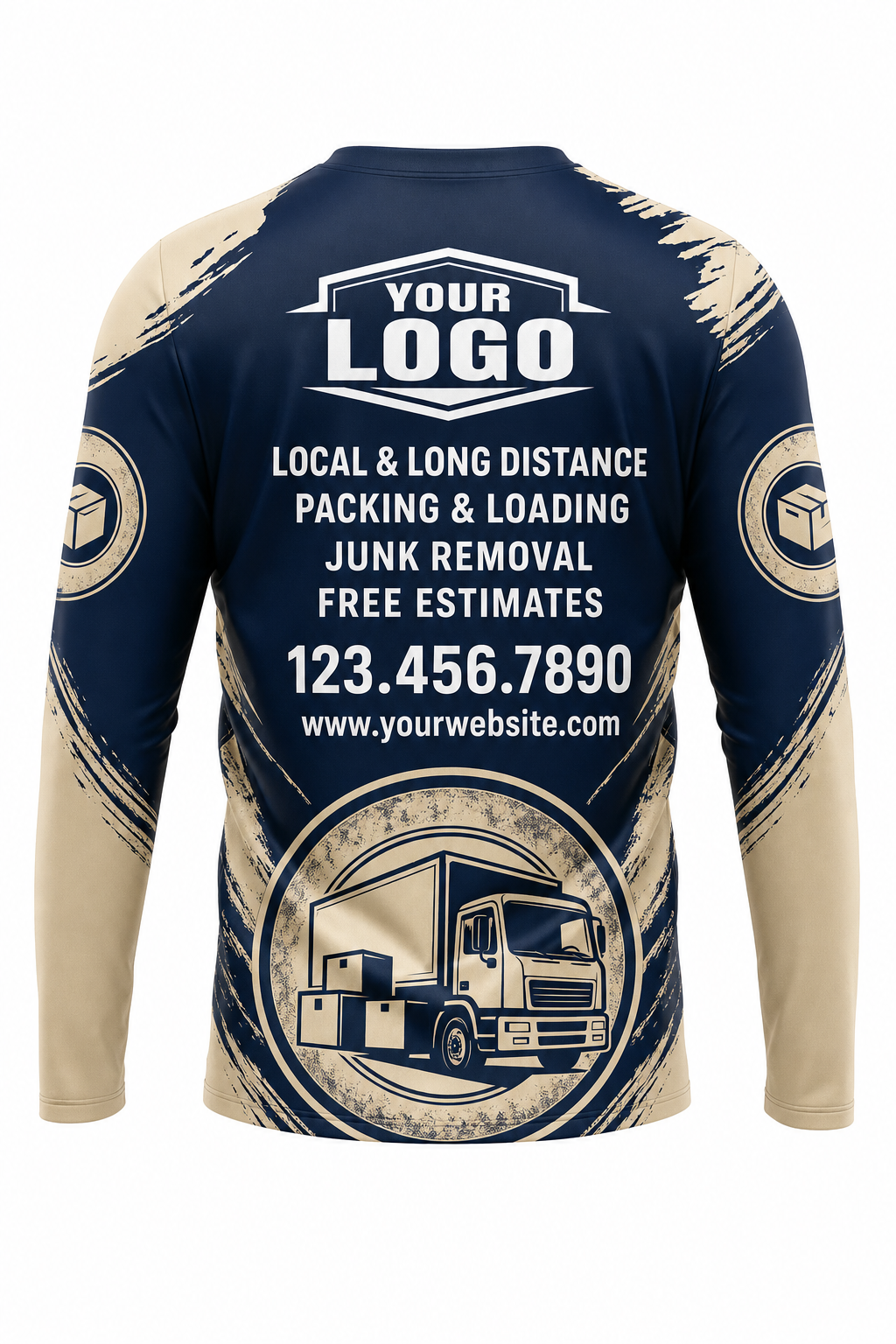 Circle Badge custom moving & junk removal crew uniform Long Sleeve — back