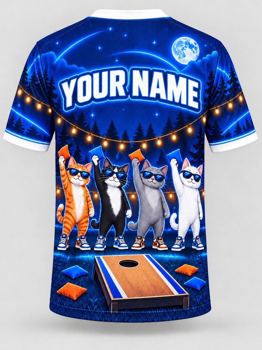 Cool Cat Crew custom cornhole team jersey, back