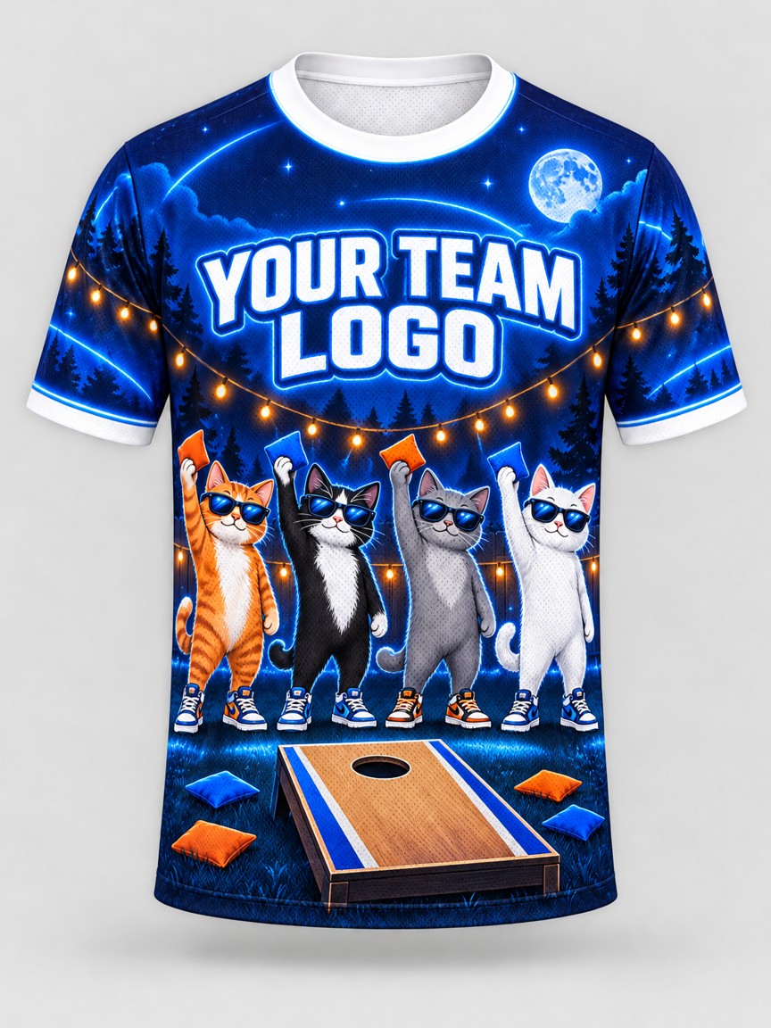 Cool Cat Crew custom cornhole team jersey, front
