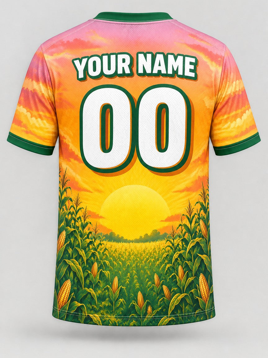 Cornfield Sunrise custom cornhole team jersey, back