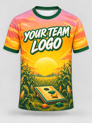 Cornfield Sunrise custom cornhole team jersey, front