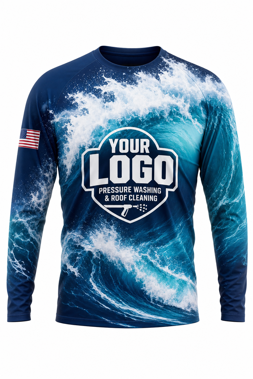 Crashing Wave custom roof cleaning & pressure washing crew uniform Long Sleeve — front