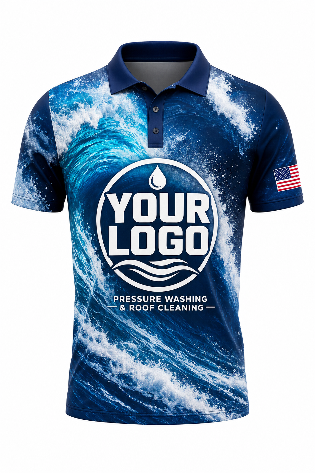 Crashing Wave custom roof cleaning & pressure washing crew uniform Polo — front