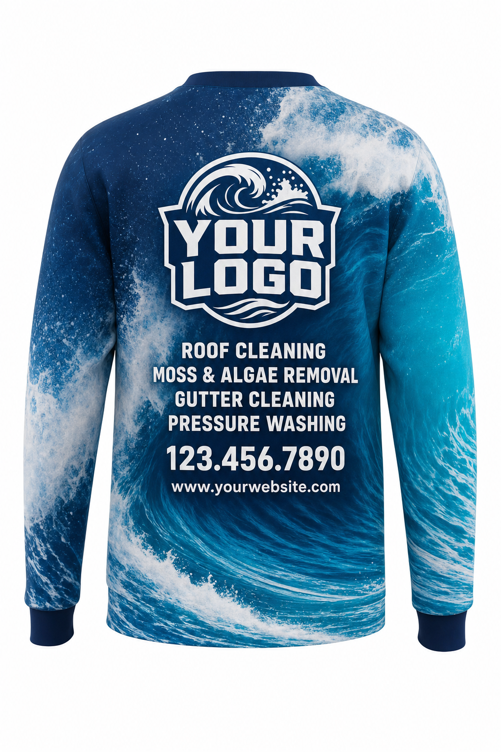 Crashing Wave custom roof cleaning & pressure washing crew uniform Sweatshirt — back