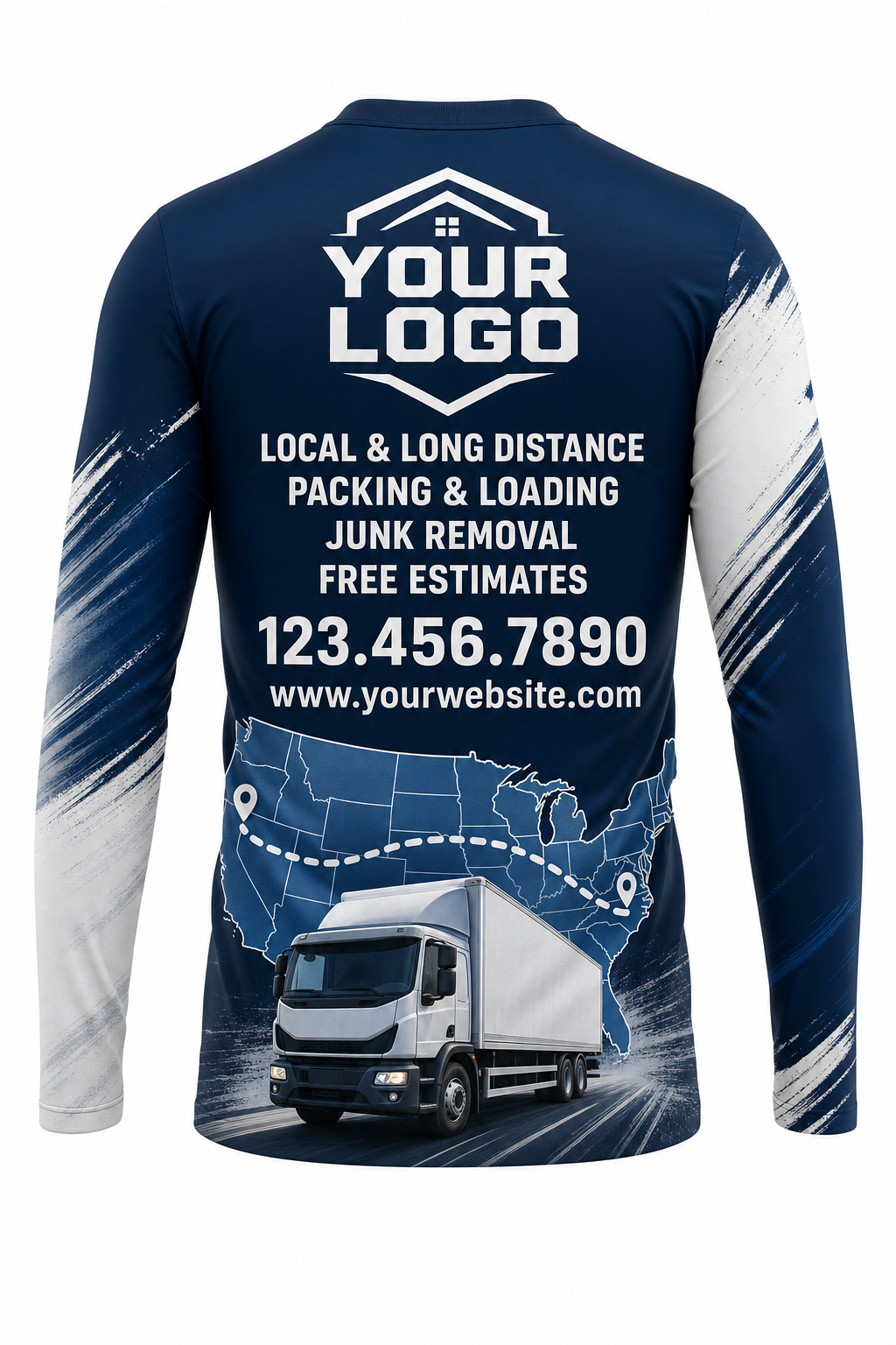 Cross Country custom moving & junk removal crew uniform Long Sleeve — back