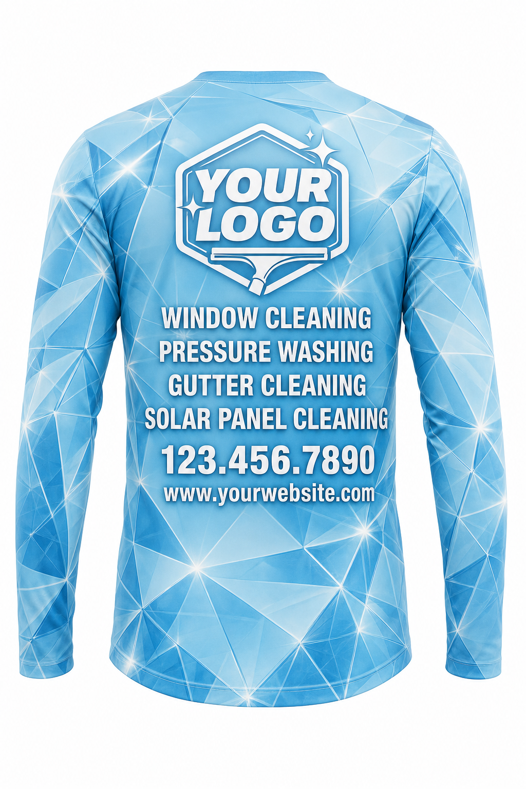 Crystal Clear custom window cleaning crew uniform long-sleeve shirt — back (longsleeve-back)