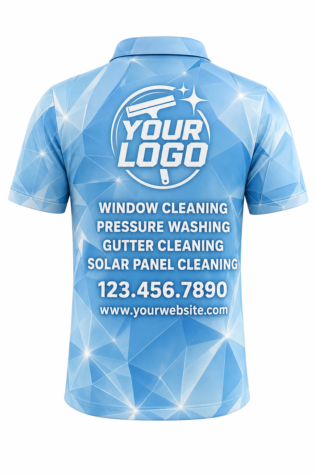 Crystal Clear custom window cleaning crew uniform polo shirt — back (polo-back)