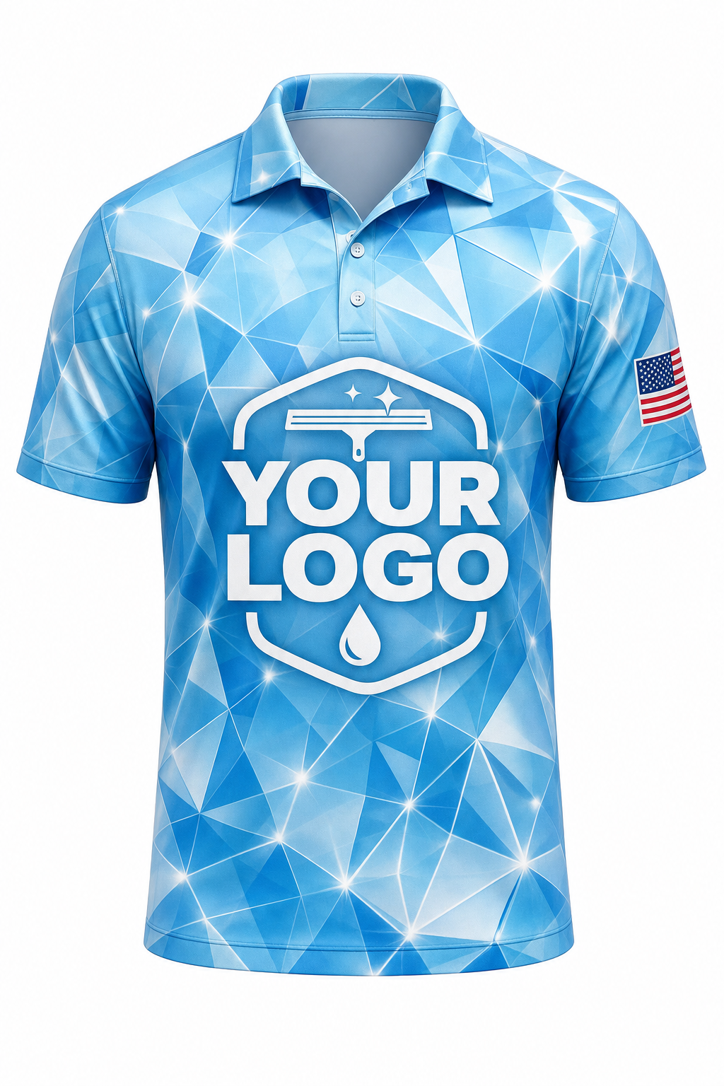 Crystal Clear custom window cleaning crew uniform polo shirt — front (polo-front)