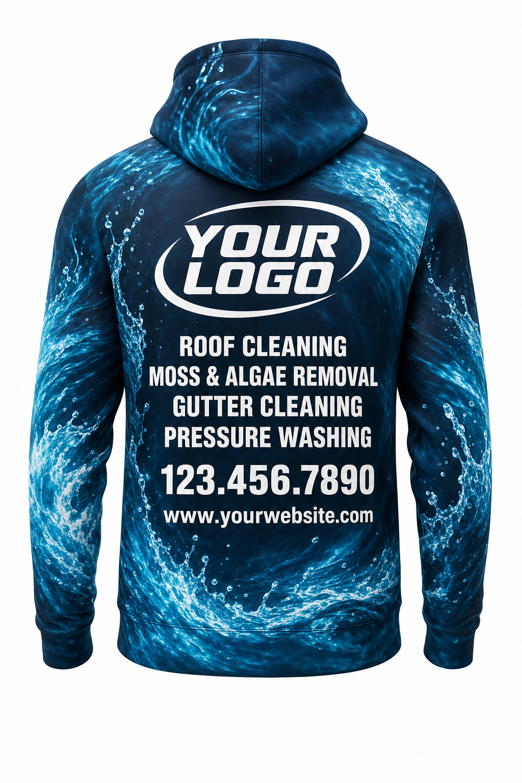 Deep Current custom roof cleaning & pressure washing crew uniform Hoodie — back