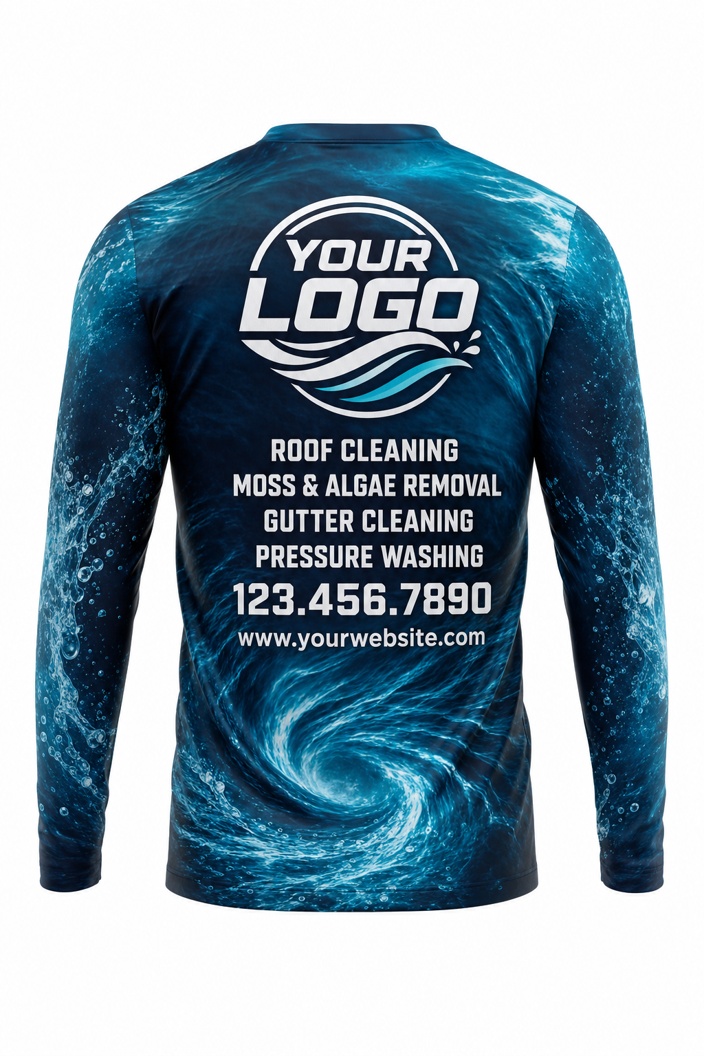 Deep Current custom roof cleaning & pressure washing crew uniform Long Sleeve — back