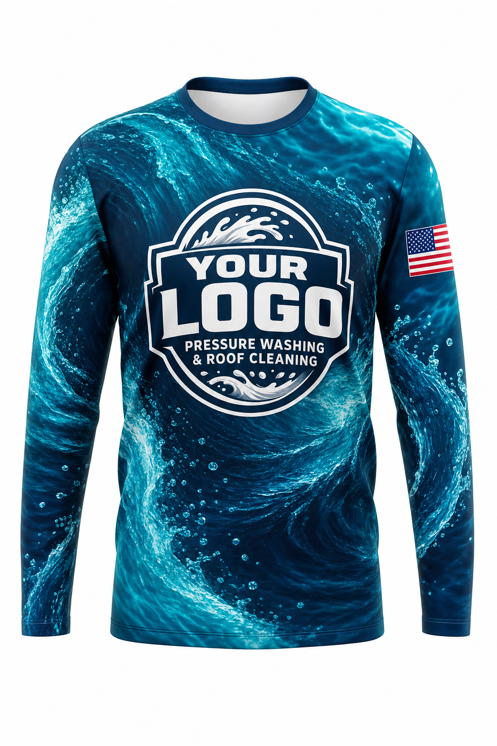 Deep Current custom roof cleaning & pressure washing crew uniform Long Sleeve — front