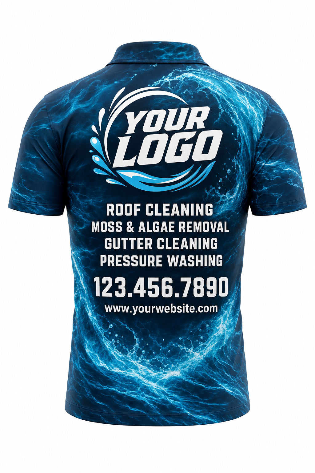 Deep Current custom roof cleaning & pressure washing crew uniform Polo — back
