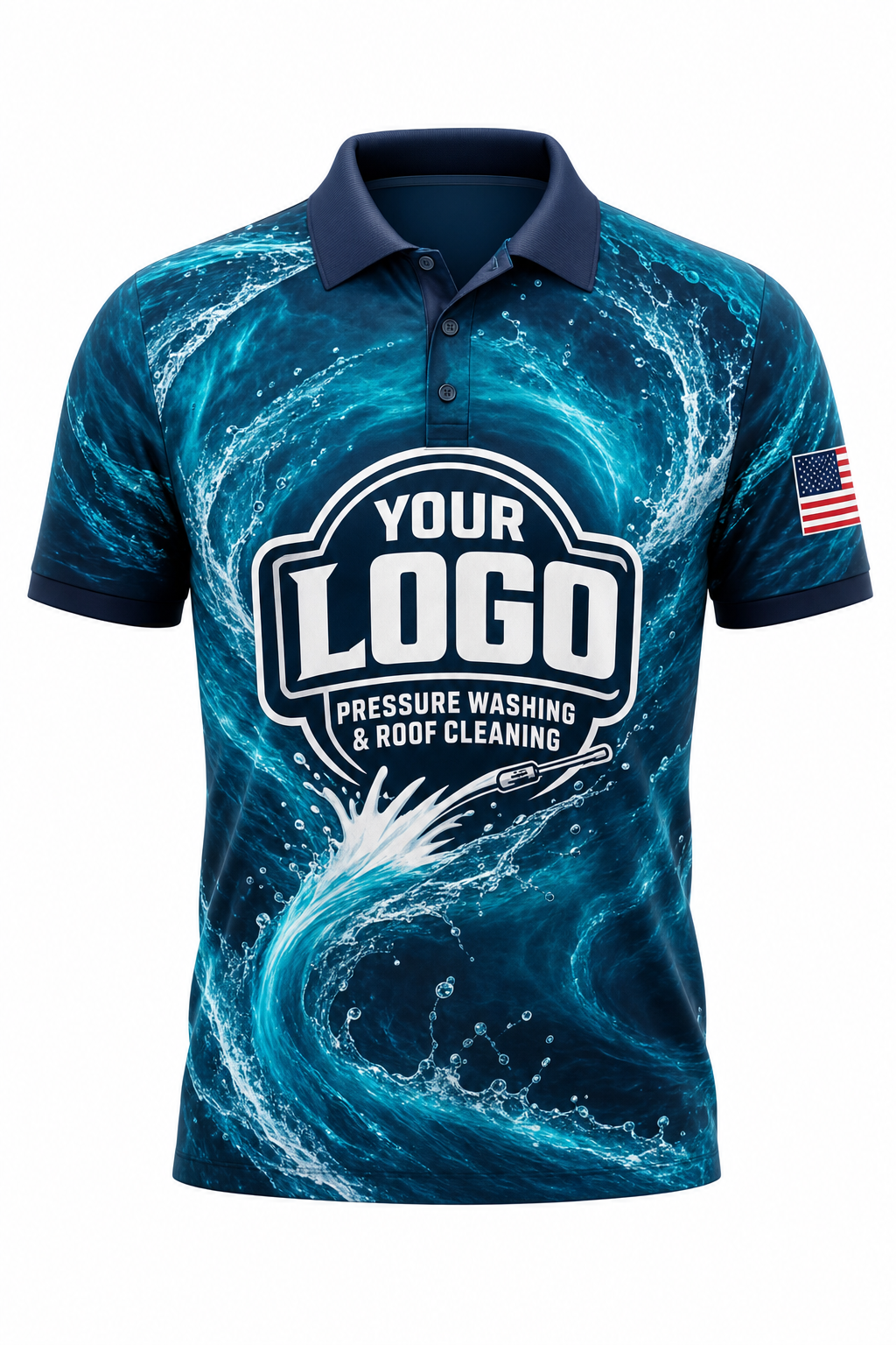 Deep Current custom roof cleaning & pressure washing crew uniform Polo — front