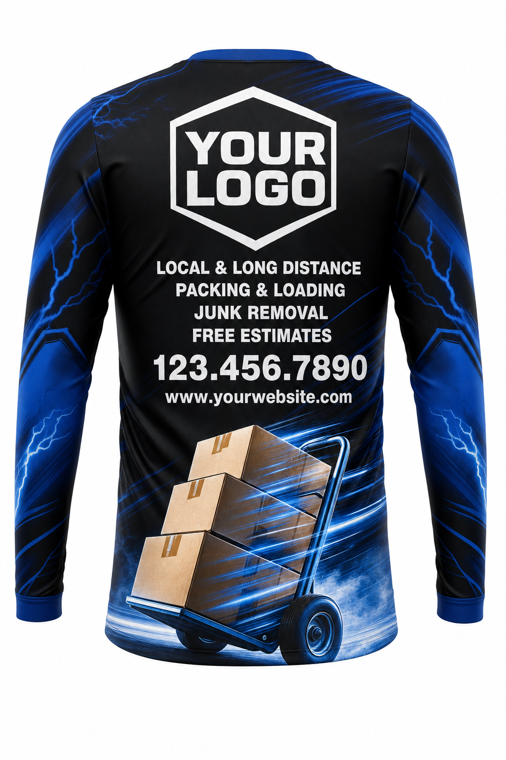 Dolly Haul custom moving & junk removal crew uniform Long Sleeve — back