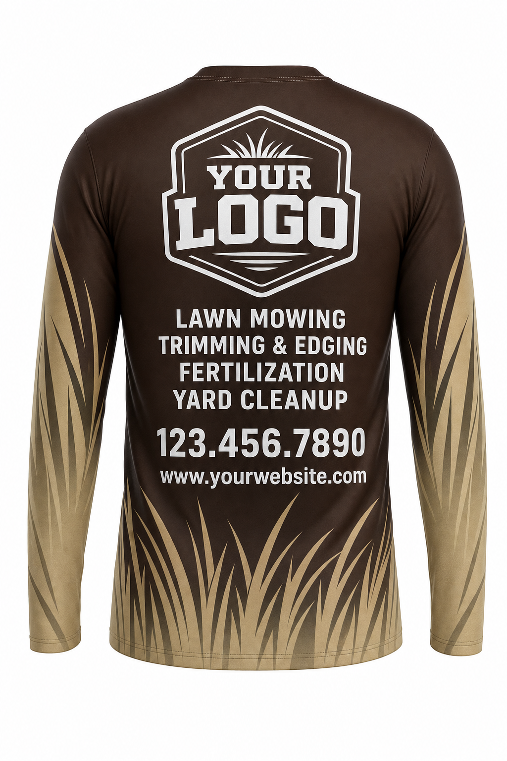Earth Grass Blades custom lawn care & landscaping crew uniform Long Sleeve — back