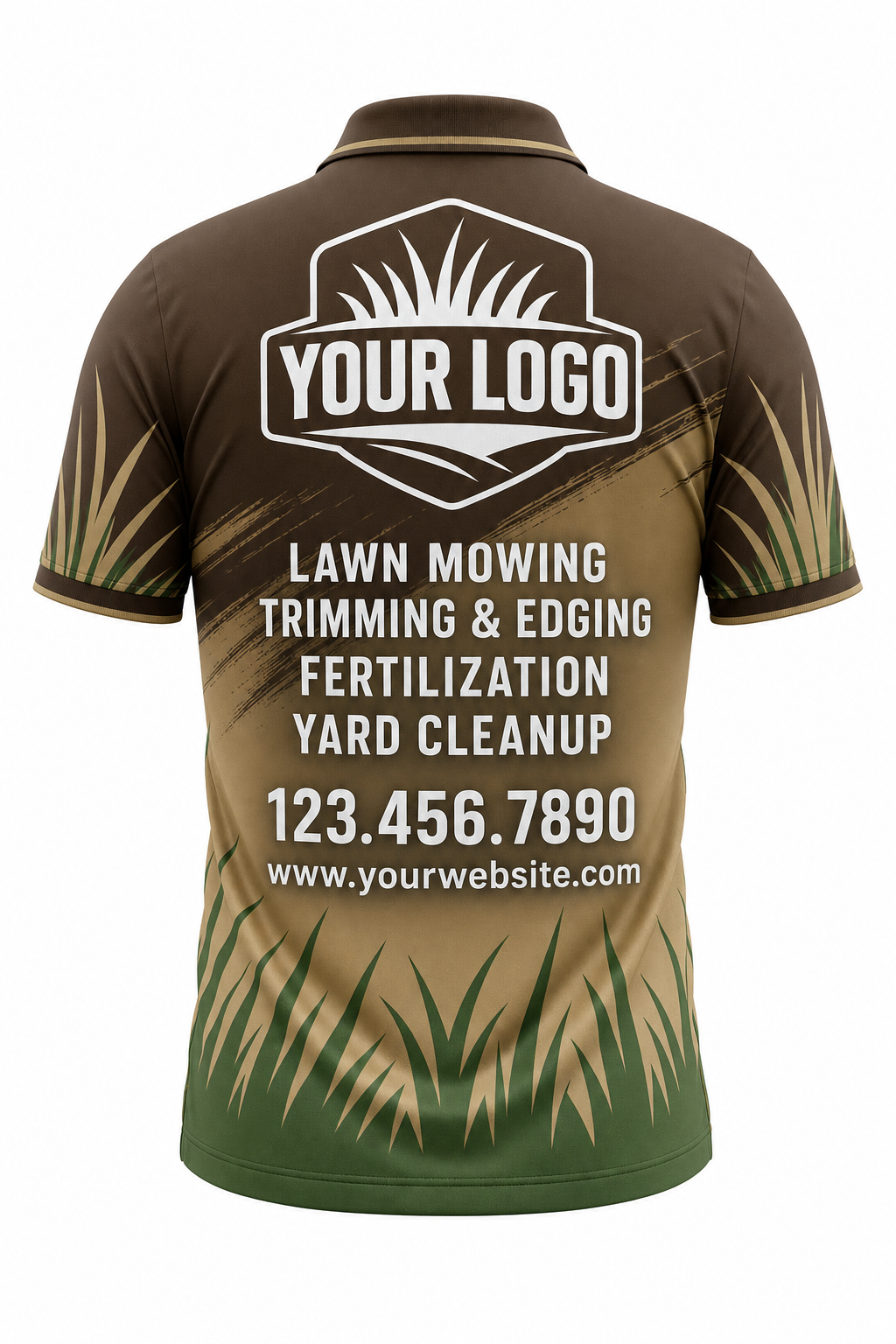 Earth Grass Blades custom lawn care & landscaping crew uniform Polo — back