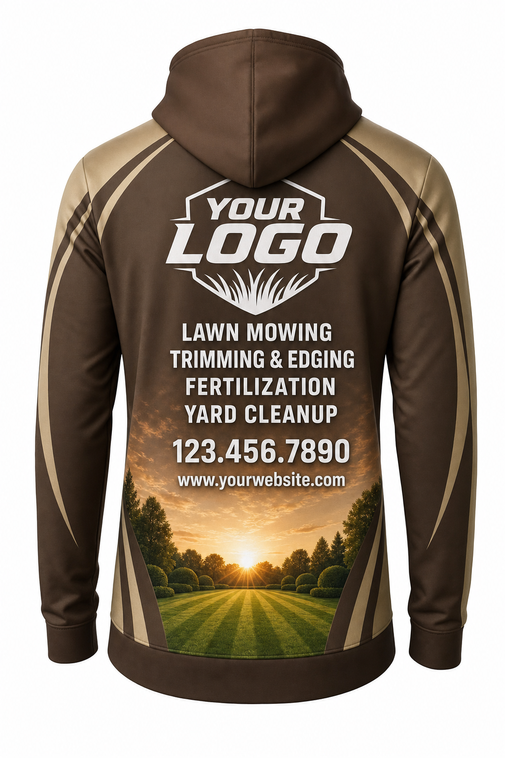 Earth Sunrise Yard custom lawn care & landscaping crew uniform Hoodie — back