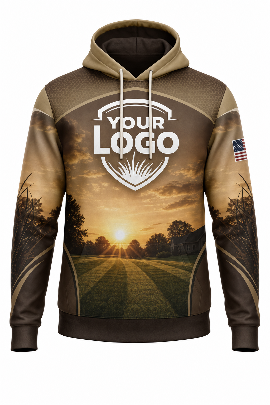 Earth Sunrise Yard custom lawn care & landscaping crew uniform Hoodie — front