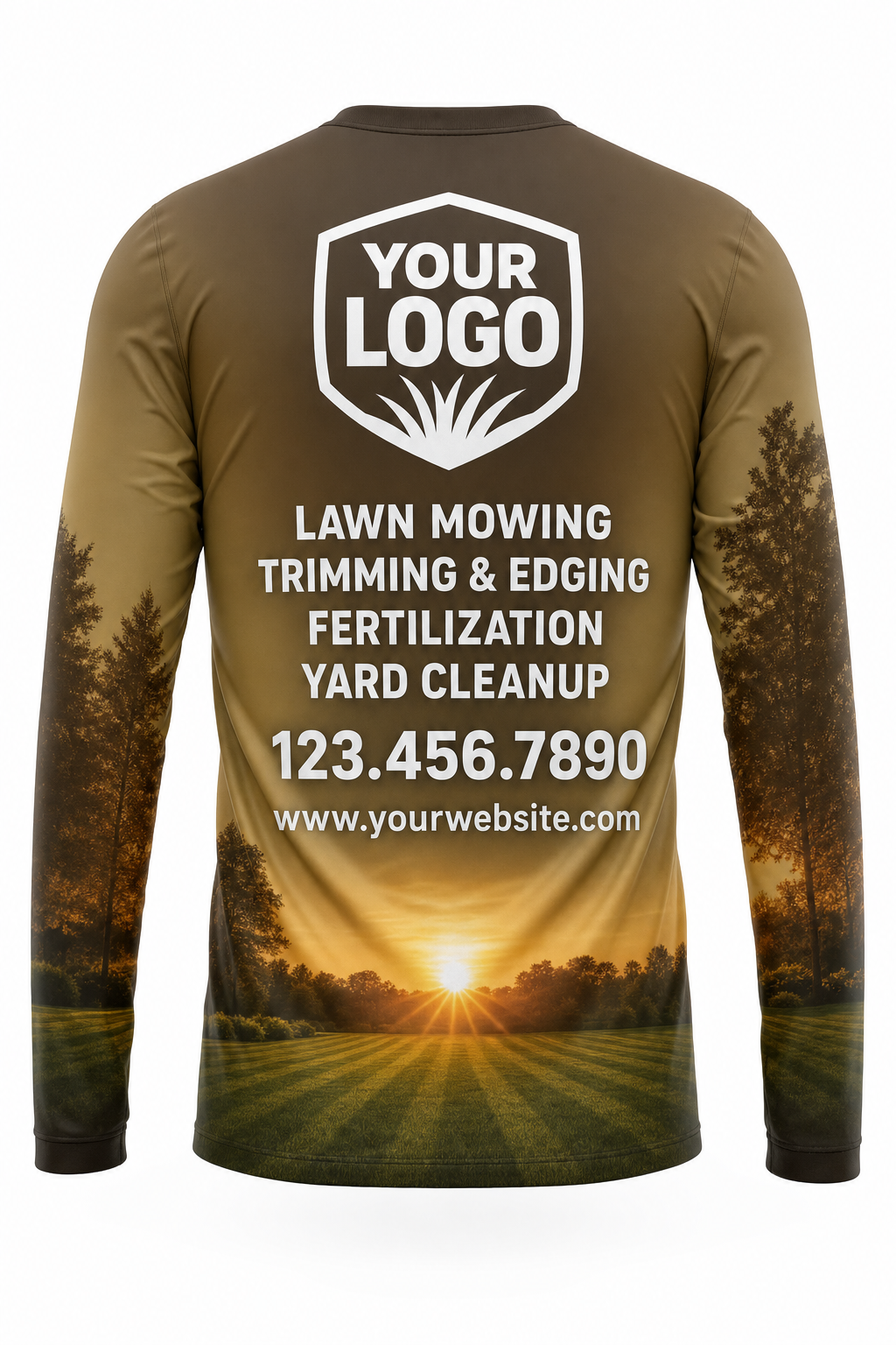 Earth Sunrise Yard custom lawn care & landscaping crew uniform Long Sleeve — back