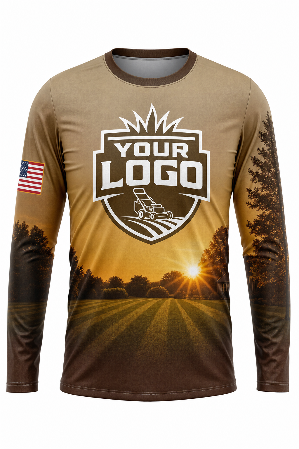 Earth Sunrise Yard custom lawn care & landscaping crew uniform Long Sleeve — front