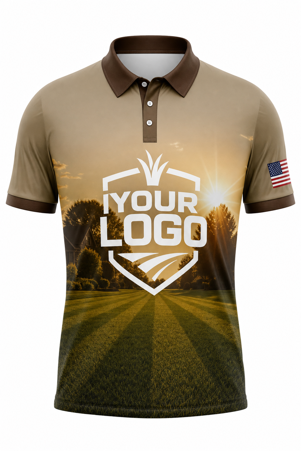 Earth Sunrise Yard custom lawn care & landscaping crew uniform Polo — front
