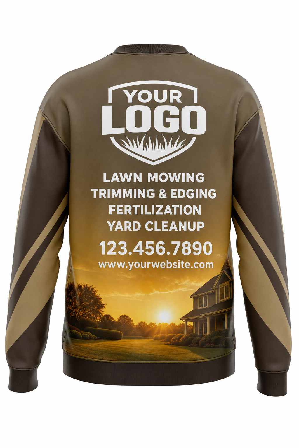 Earth Sunrise Yard custom lawn care & landscaping crew uniform Sweatshirt — back